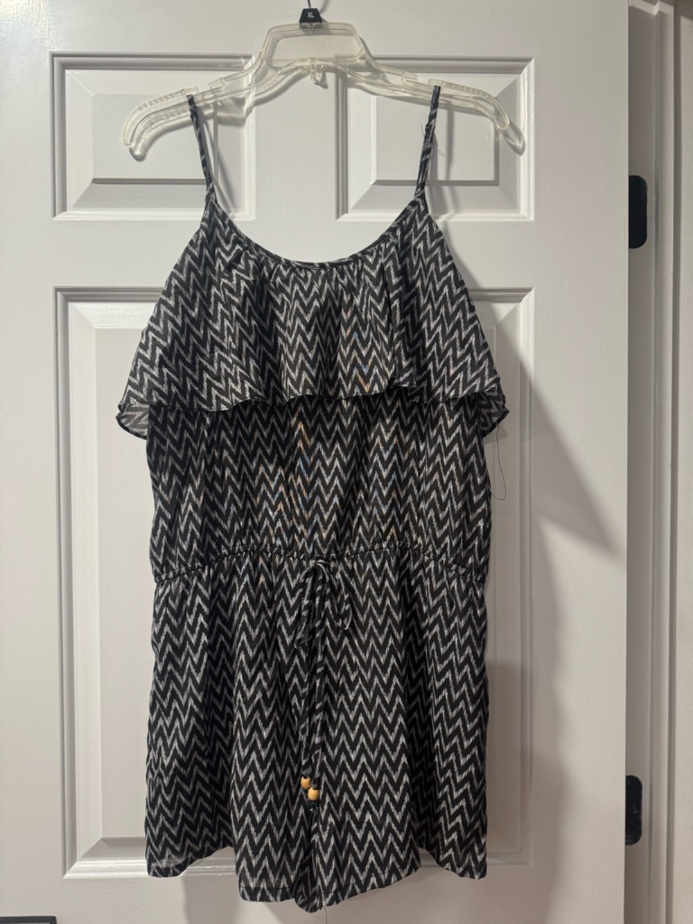 Olsenboye Black and White Chevron Romper
